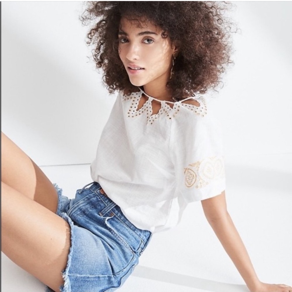 Madewell eyelet peek a boo top NWT
